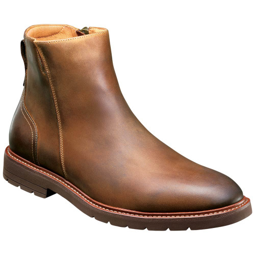 Florsheim Redford brown leather boot, 45 degree angle showing softly milled leather