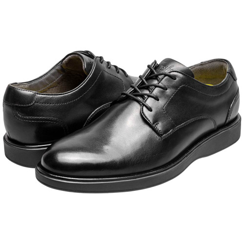Florsheim Avenue black boot, angled view highlighting plain toe design
