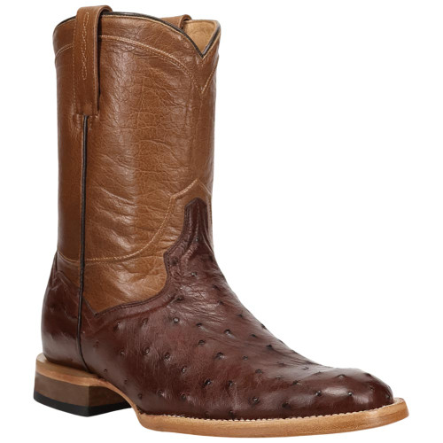 Dan Post Ardor men's brass full quill ostrich roper boot, 45 degree angle view