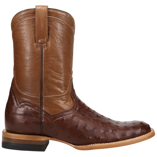 Dan Post Ardor brass ostrich boot, inside angle showing shaft detail