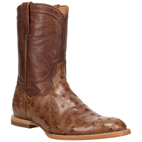 Dan Post Ardor tobacco ostrich boot, additional angle showing shaft detail