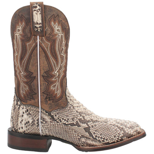 Dan Post Brutus python boot, side angle view showing shaft detail