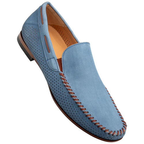 Men's blue nubuck moccasins by Mezlan