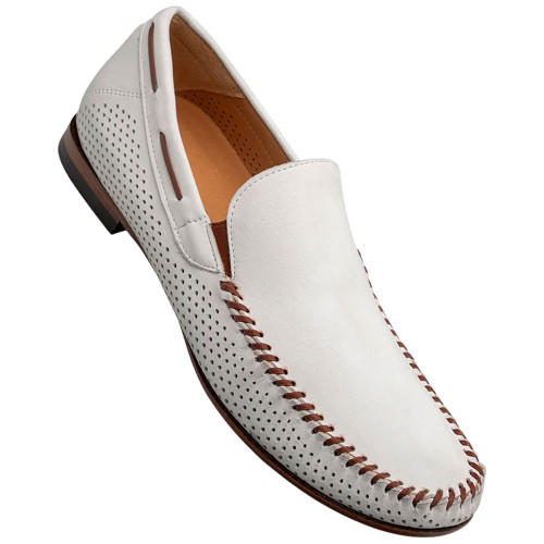 Men's white nubuck moccasins by Mezlan