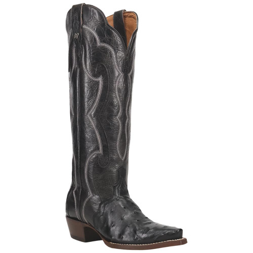 Black full quill ostrich leather Western boots by Dan Post