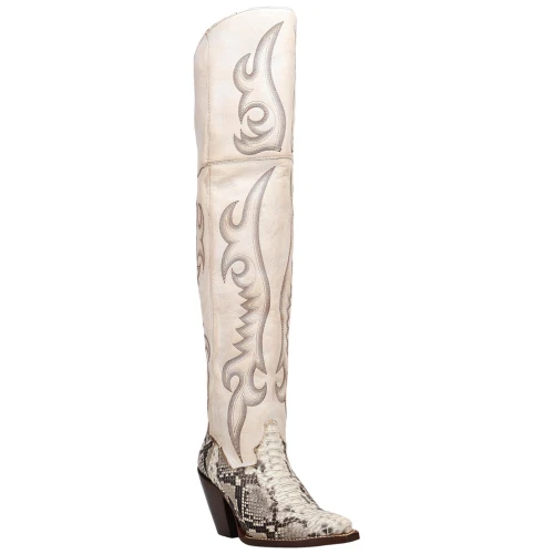 Women's Calvera Natural White Genuine Python Fashion Boot
