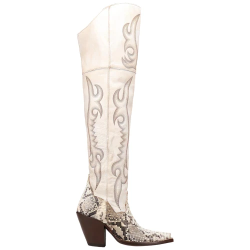 Women's Calvera Natural White Genuine Python Fashion Boot