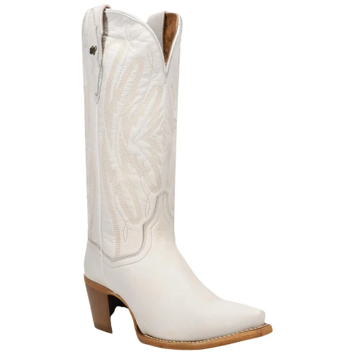 Dan Post Mila women's white leather western boot, 45 degree angle view
