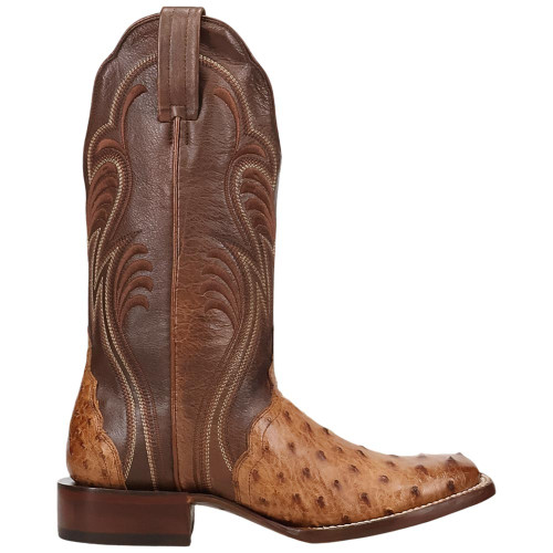 Dan Post Reese brandy ostrich boot, inside angle showing shaft detail