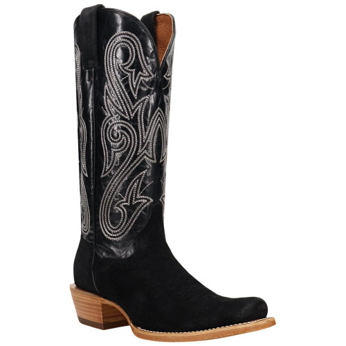 Dan Post Lanessa women's black suede western boot, 45 degree angle view