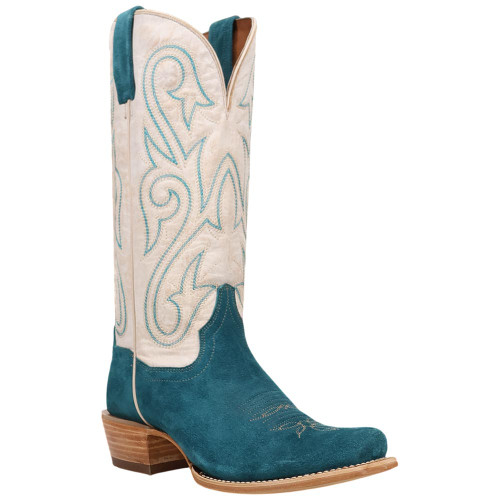 Dan Post Lanessa women's turquoise suede western boot, 45 degree angle view