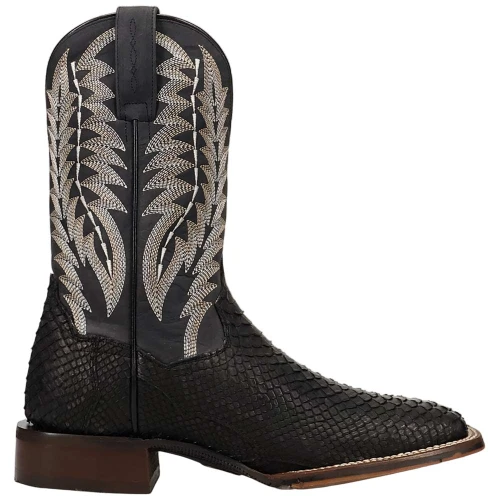 Dan Post Midnight Reign black python boot, inside angle showing shaft detail
