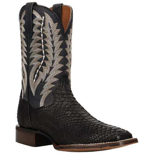 Dan Post Midnight Reign men's black python western boot, 45 degree angle view