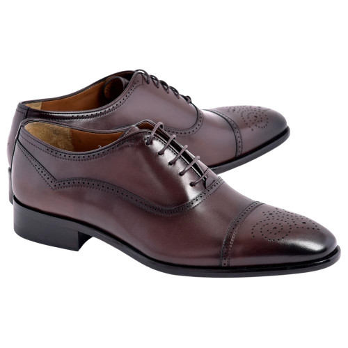 Corrente Men's Perforated Cap-Toe Oxford – Brown