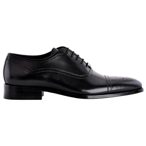 Corrente Men's Perforated Cap-Toe Oxford – Black