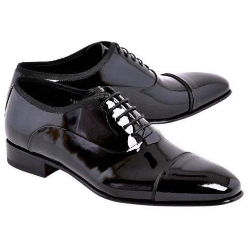 Corrente Men's Patent Leather Cap-Toe Oxford – Black