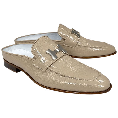 Corrente Men's Vita Calf Skin H-Buckle Mule – Beige