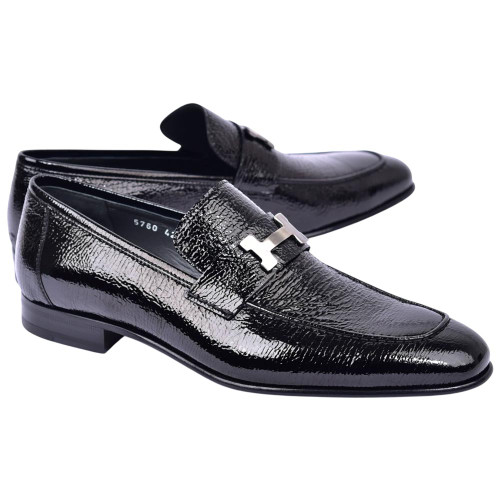 Corrente Men's Vita Calf Skin H-Buckle Loafer – Black