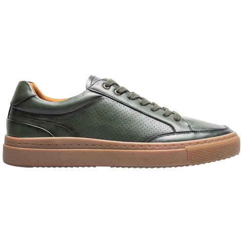 Toe view of the Stacy Adams Dorian Lace-To-Toe Sneaker in Green highlighting the lace-to-toe design