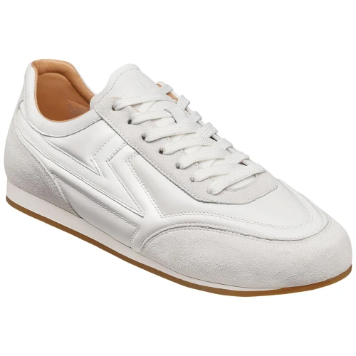 Stacy Adams Action 150 Sporty Lace-Up Sneaker in White, front view showing full lace-up silhouette