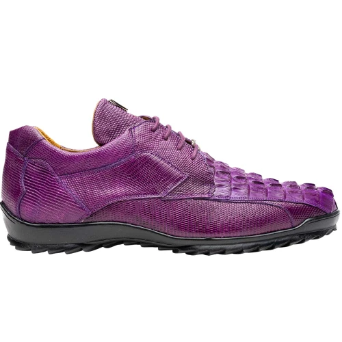 Marco Di Milano Crater Purple caiman lizard sneaker, side profile view