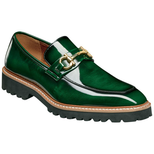 Stacy Adams Carabello Moc Toe Bit Slip-On in Green, front view showing full slip-on silhouette