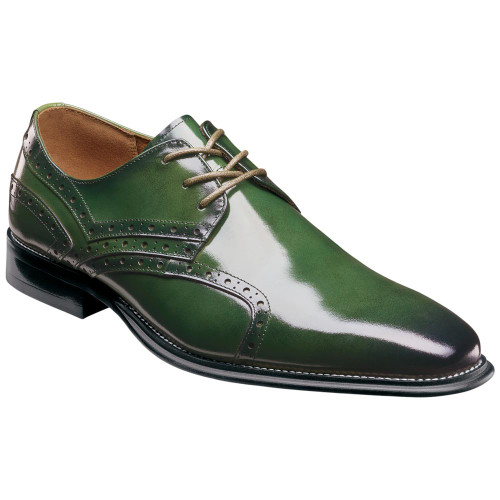 Stacy Adams Alexander Plain Toe Oxford in Green, front view showing full oxford silhouette