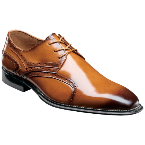 Stacy Adams Alexander Plain Toe Oxford in Tan, front view showing full oxford silhouette