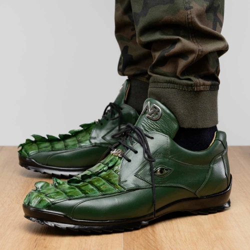 Hornback caiman sneaker green, Marco Di Milano Udine front angle