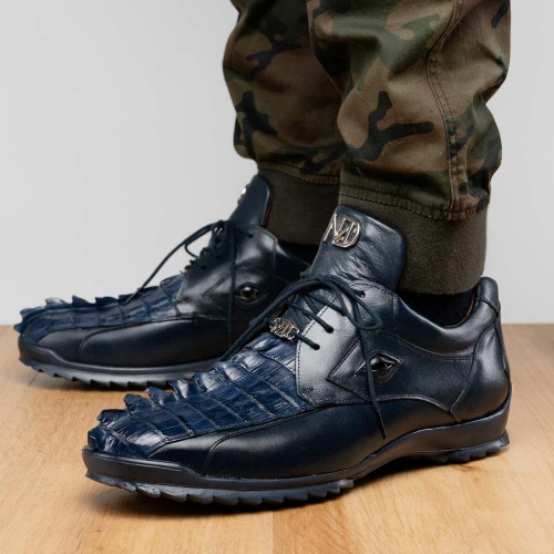 Hornback caiman sneaker navy, Marco Di Milano Udine front angle
