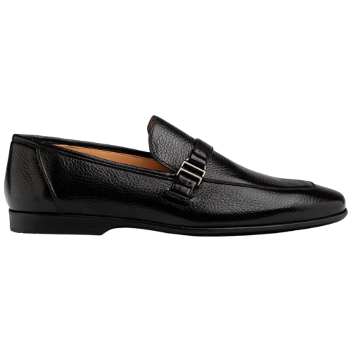 Mezlan Alarcon Deer Loafer in Black – side profile view