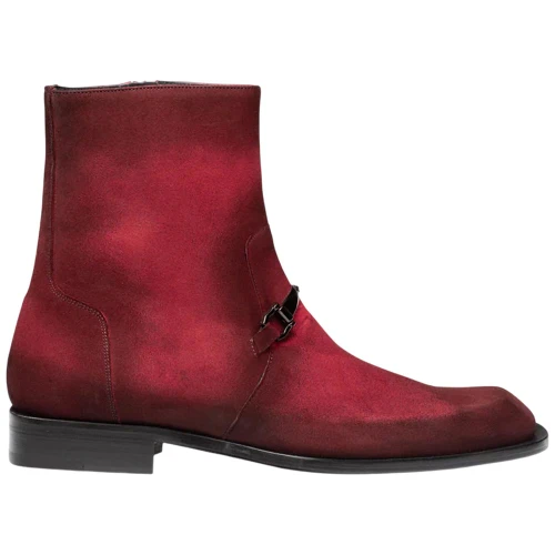 Mezlan Mystic Suede Ornament Boot in Wine – side profile view