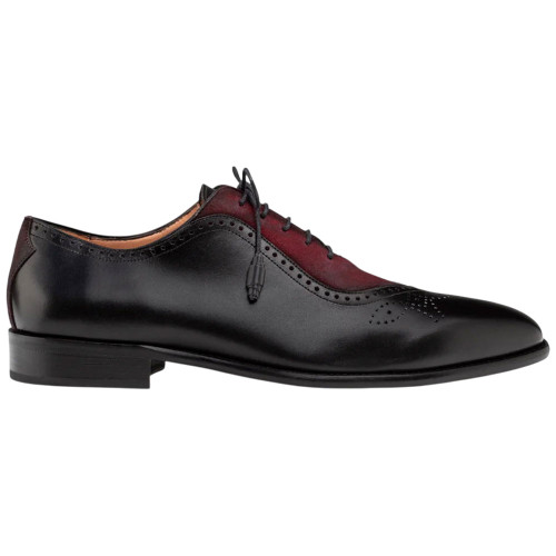 Mezlan Eagle Calf/Suede Oxford in Black/Wine – side profile view