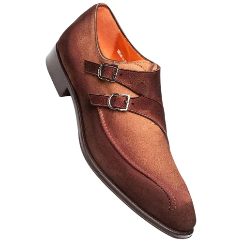 Mezlan Cascade Suede Double Monk Strap in Sport – angled profile view