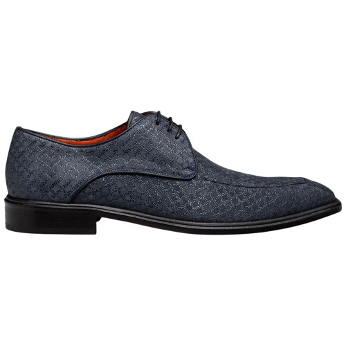Mezlan Montage Printed Suede Derby in Blue – side profile view