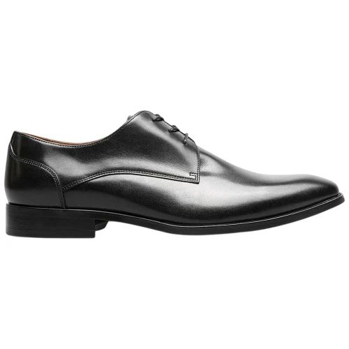 Side profile of the Florsheim Sorrento Lux black leather oxford showing plain toe silhouette