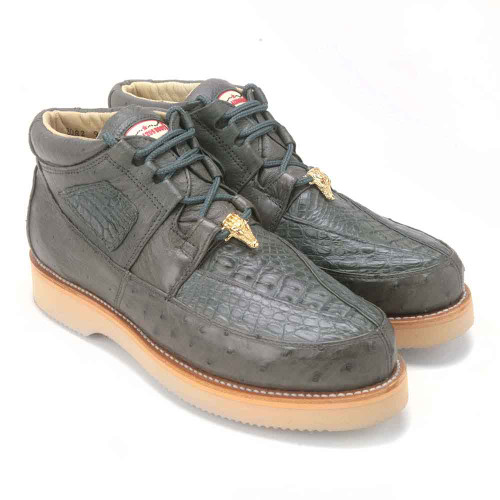 Los Altos Grey Genuine Caiman & Ostrich Casual Sneaker Los Altos Grey Genuine Caiman & Ostrich Casual Sneaker