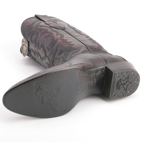 Los Altos Men's Black Cherry Teju Lizard Round Toe Boots Los Altos Men's Black Cherry Teju Lizard Round Toe Boots