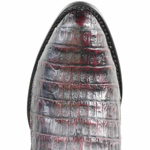 Los Altos Men's Black Cherry Caiman Belly Round Toe Boots Los Altos Men's Black Cherry Caiman Belly Round Toe Boots