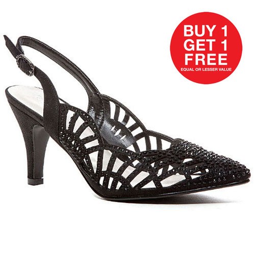 Lady Couture Ester Black Embellished Fabric Dress Pumps