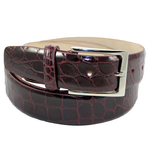 Fennix Burgundy Genuine Alligator Dress Belt