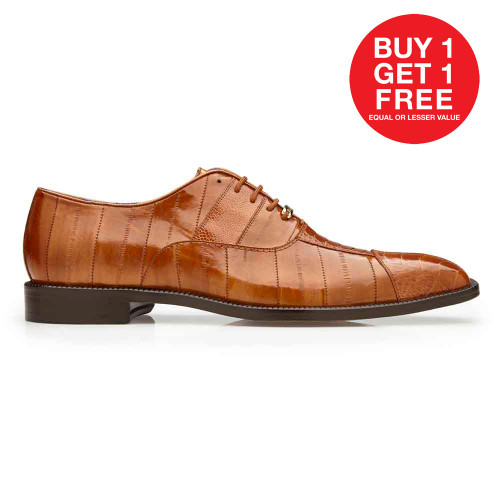 Belvedere Mare Camel Genuine Ostrich & Eel  Men's Oxford