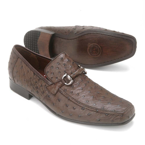 Los Altos Brown Genuine Full Quill Ostrich Slip-On Loafers