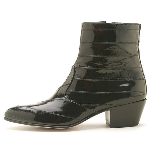 Los Altos Men’s Black Genuine Eel Skin Leather Ankle Boots