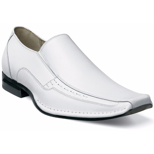 Stacy Adams Templin White Bike Toe Slip-On Loafers