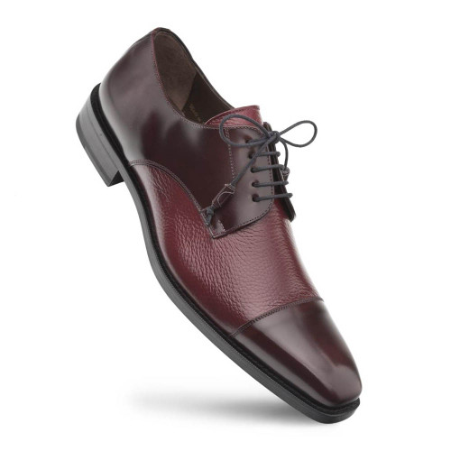 Mezlan Soka burgundy dress shoe with tassel lace-up detail, top-down angle
