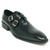 Carrucci Black Leather Cross Double Buckle Monk Strap Men’s Loafers