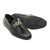 Sigotto Uomo Black Soft Leather Driving Loafer with V  Logo