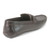 Rear profile of brown leather driving loafer showing metal B logo detail