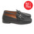 Sigotto Uomo Black Grain Leather Bit Loafer with Leather Sole
